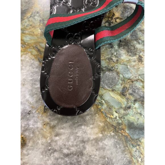 Gucci GG Web Stripe Logo thong Sandals Flip Flops guccissima size 36 - Picture 6 of 9